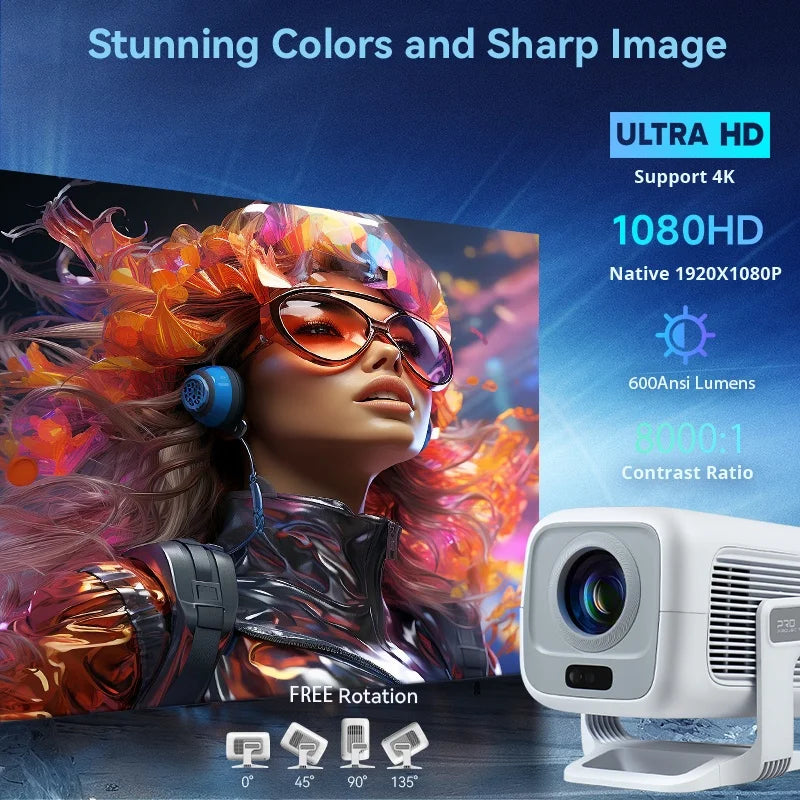 Projecteur DITONG X3 Plus 1080P 4K WiFi6 Android — Home cinéma compact