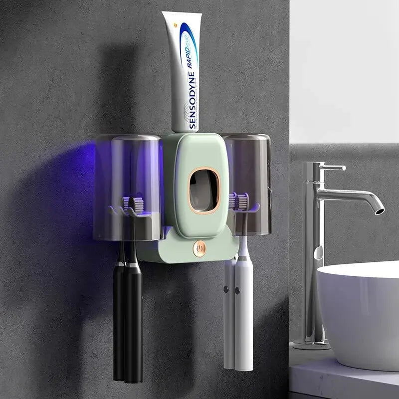 Porte-brosse à dents UV connecté — Stérilisation sans perçage, montage mural