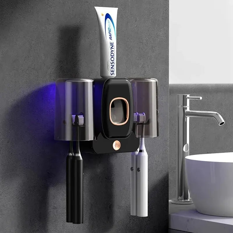 Porte-brosse à dents UV connecté — Stérilisation sans perçage, montage mural