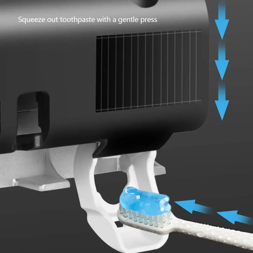 Porte-brosse à dents UV intelligent avec distributeur automatique de dentifrice et brosse à dents.