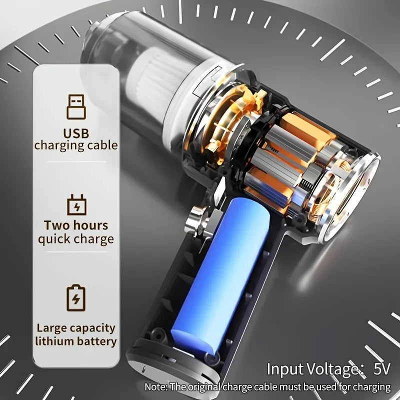 High-Power Cordless Vacuum Cleaner 120W Wet & Dry 2h Charge