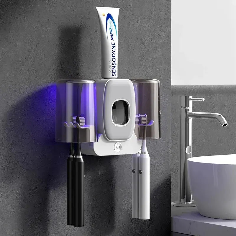 Porte-brosse à dents UV connecté — Stérilisation sans perçage, montage mural