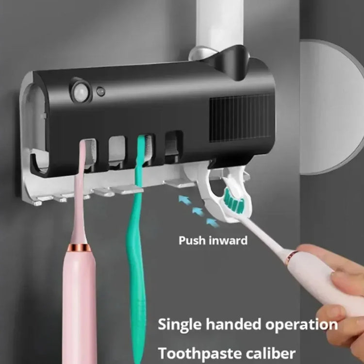 Porte-brosse à dents UV intelligent avec distributeur de dentifrice automatique et stérilisation UV.