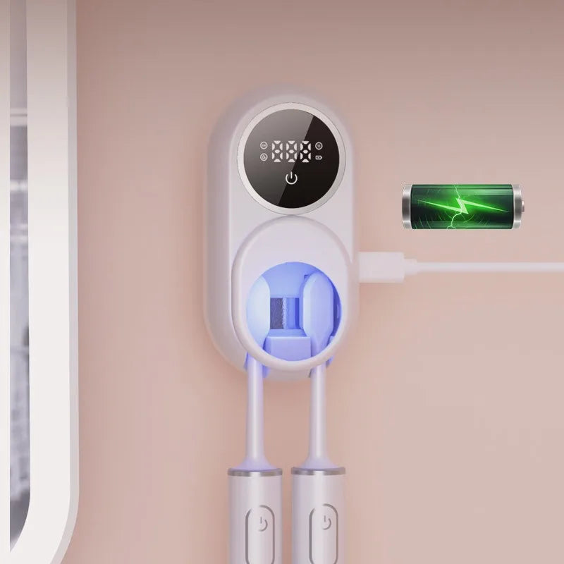 Stérilisateur UV brosse à dents — Couvercle auto, montage mural pratique