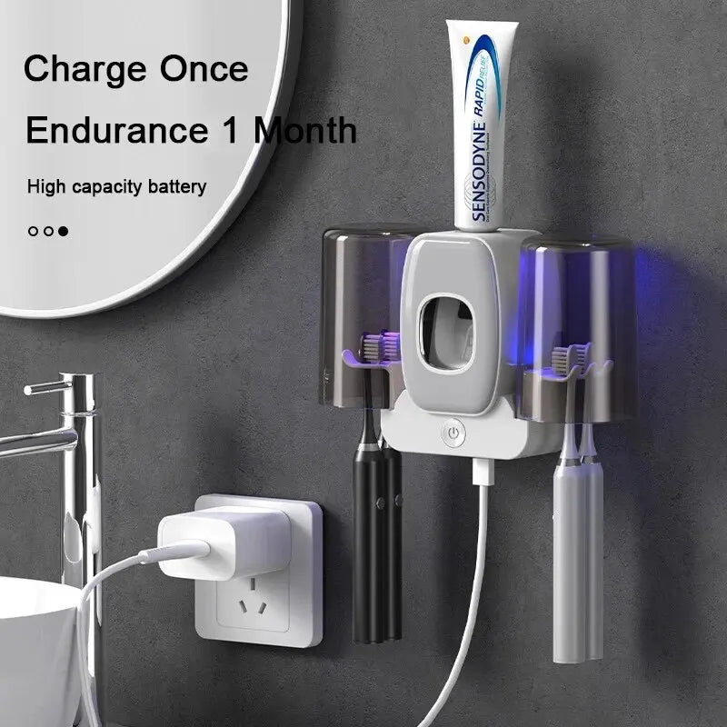 Porte-brosse à dents UV connecté — Stérilisation sans perçage, montage mural